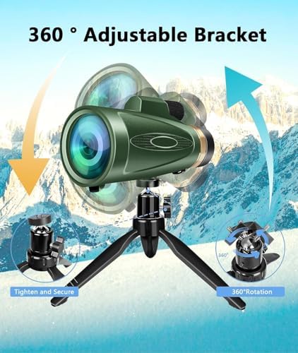 Monocular Telescope 80x100 HD Monoculars for Adults with Tripod & Phone Adapter Monoculars for Bird Watching Stargazing Camping Hiking Hunting Wildlife Travel-Green