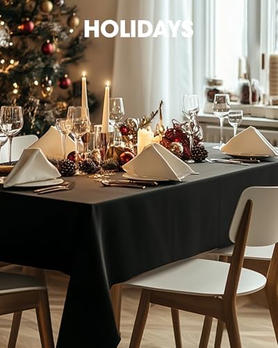 Pureegg Rectangle Table Cloth 60" x 102" – Durable Polyester Tablecloth Offers Reusable & Washable Protection, Ideal for Outdoor Party, Picnic, Wedding, Banquet and Birthday, 4 Pack, Black
