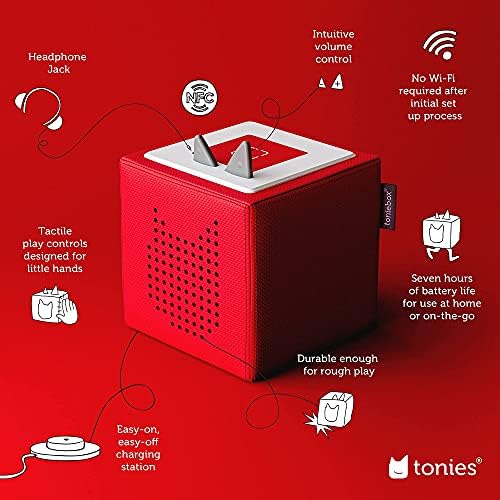 Toniebox Audio Player Starter Set with Playtime Puppy - Listen, Learn, and Play with One Huggable Little Box - Red