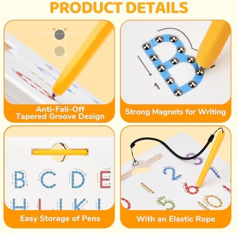 GAMENOTE Double Sided Magnetic Letter & Number Board Set - Alphabet & Numbers Tracing Board for Toddlers, ABC Uppercase & Lowercase Practicing, Math Learning, Educational Toys for Kids
