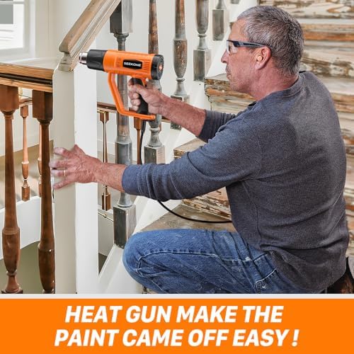 SEEKONE Heat Gun 1800W Heavy Duty Fast Heat Hot Air Gun Kit with 752℉&1112℉(400℃-600℃) Dual-Temperature Settings and 4 Nozzles with Overheat Protection for Crafts, Shrinking PVC, Stripping Paint