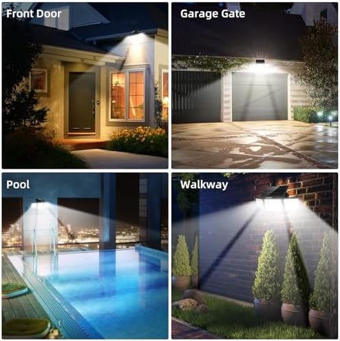 2500LM Solar Lights Outdoor with Motion Sensor,3 Head 270° Wide Angle Street Area Lights, IP65 Waterproof Security Lighting with 3 Modes(Non-Remote,2 Pcs)
