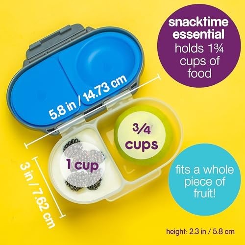 b.box Snackbox | Mini Bento Lunch Box with 2 Leakproof Compartments | Ideal for Toddlers, Kids Lunch & Snacks | Fits Whole Piece of Fruit | BPA Free - Ocean Breeze