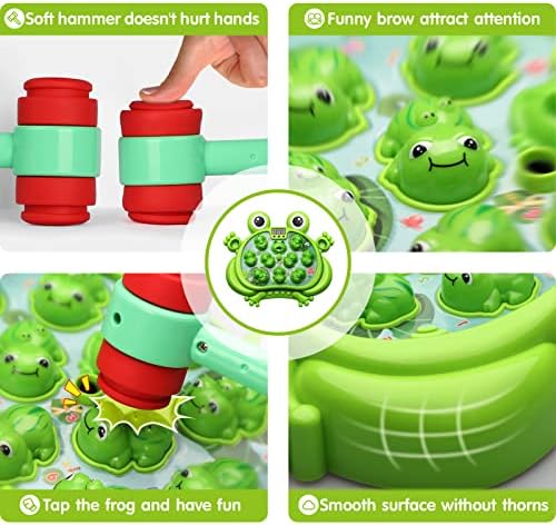 HopeRock Toys for 2 3 4 5 Year Old Boy,Toddler Toys Age 2-4, Whack A Frog Game,with 5 Modes,45 Levels,9 Music Spray and Light-up, Baby Toy Gifts for Early Learning, Birthday Gift for Toddler Boy Toys