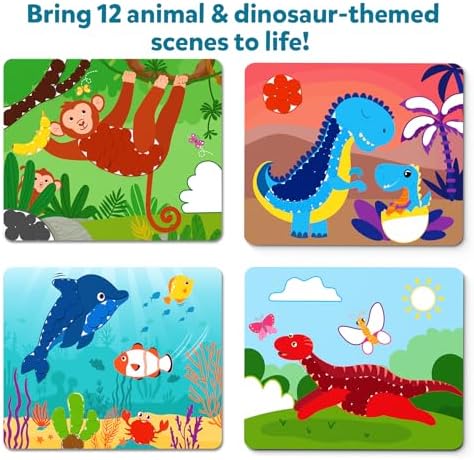 Skillmatics Dot It Sticker Art - Animals & Dinosaurs Combo, Mess-Free Fun for Kids, 750+ Stickers, Craft Kits, DIY Scrapbooking Activity, Travel Toys, Gifts for Ages 3, 4, 5, 6, 7