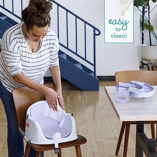 Infantino Music & Lights 3-in-1 Discovery Seat & Booster, Toddler Booster Seat for Dining Table or Kitchen Chair, Baby Activity Center & Snack Tray, Lavender