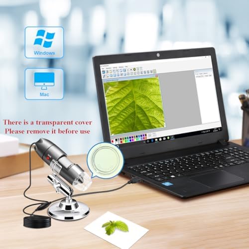 USB Microscope Camera 40X to 1000X, Cainda Digital Microscope with Metal Stand & Carrying Case, Compatible with Android Windows Linux Mac, Portable Microscope Camera for Kids Students Adults (Gray)
