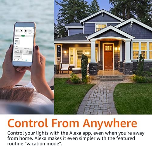 Amazon Basics Smart A19 LED Light Bulb, Color Changing, 9W (60W Equivalent), 800LM, Works with Alexa Only, 2.4 GHz Wi-Fi, No Hub Required, 4 Pack