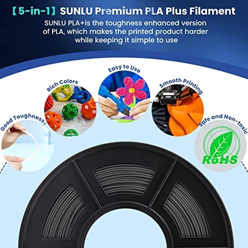 SUNLU 3D Printer Filament PLA Plus 1.75mm 2KG, SUNLU Neatly Wound PLA Filament 1.75mm PRO, PLA+ Filament for Most FDM 3D Printer, Dimensional Accuracy +/- 0.02 mm, 1 kg Spool, 2 Packs, Grey+Grey