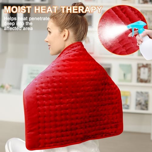 Heating Pad-Electric Heating Pads for Back,Neck,Abdomen,Moist Heated Pad for Shoulder,Knee,Hot Pad for Arms and Legs,Dry&Moist Heat & Auto Shut Off,Gifts for Women Men(Red, 20''×24'')