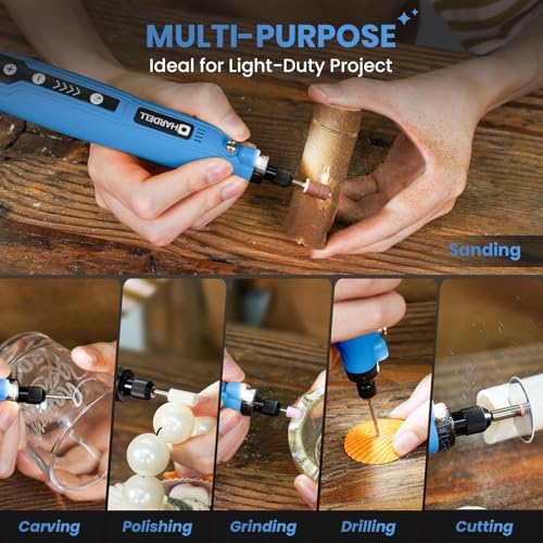 HARDELL Cordless Rotary Tool, 5 Variable Speed Mini Rotary Tool Kit with 69 Accessories, 3.7V Type-C Charging Power Rotary Tool for Engraving, Sanding, Polishing, Carving, Cutting, DIY Crafts