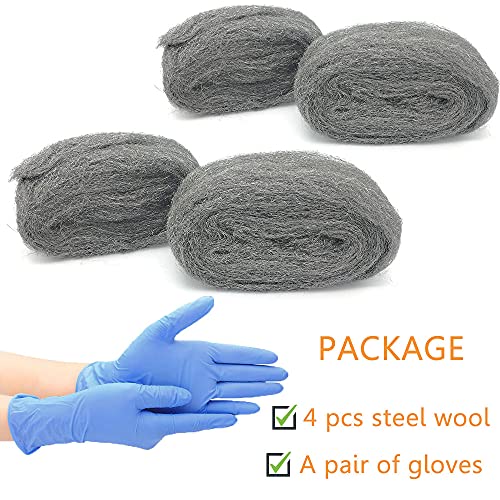 Steel Wool Fill Fabric DIY Kit, Coarse Wire Wool Hardware Cloth, Gap Blocker, Keep Mice Away from Holes/Siding/Pipeline/Vents in Garden, House, 4 Pack × 10FT