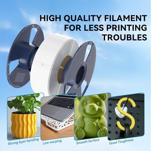 SUNLU 3D Printer Filament, Neatly Wound PLA Filament 1.75 mm, Dimensional Accuracy +/- 0.02mm, Fit Most FDM 3D Printers, 1kg Spool (2.2lbs), 330 Meters, Transparent 3D Printing Filament, Clear Blue