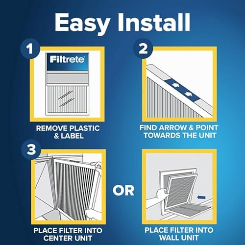 Filtrete 16x25x1 AC Furnace Air Filter, MERV 8, MPR 700, Tough on Pollen, Easy on Airflow, 3-Month Pleated 1-Inch Electrostatic Air Cleaning Filter, 4-Pack (Actual Size 15.69 x 24.69 x 1.56 in)