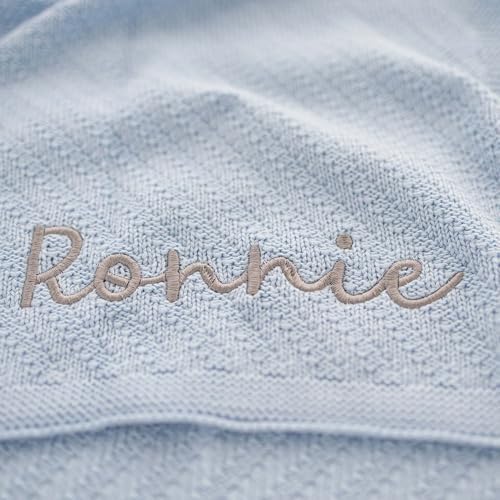 Personalized Baby Blanket - Custom Knit with Embroidery, Monogrammed Baby Name Blanket | Perfect for Baby Showers, Stroller & Car Seat | Gift Idea