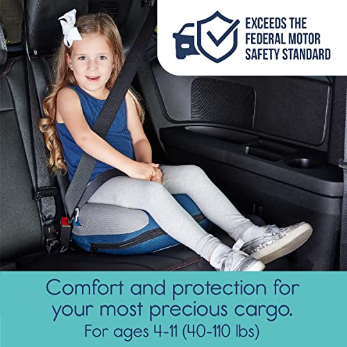 Hiccapop UberBoost Inflatable Booster Car Seat | Travel Booster Car Seat | Portable Booster Seat for Toddlers, Kids, Child (Navy/Gray)