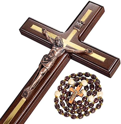Asterom Crucifix Wall Cross - Handmade Wood Cross Wall Decor - Catholic Crucifix - 12 Inch