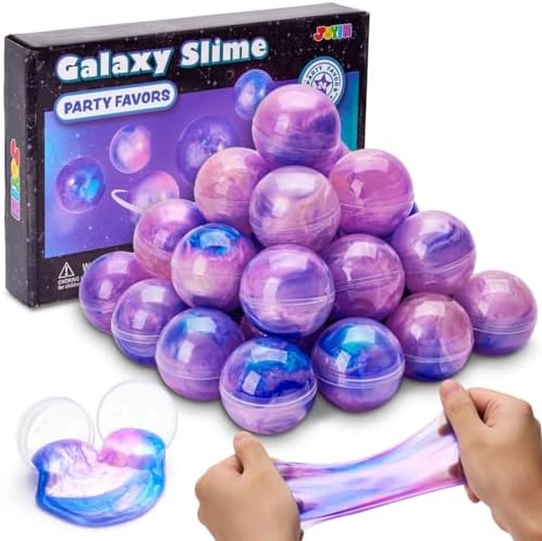JOYIN Slime Party Favors, 24 Pack Galaxy Slime Ball - Stretchy, Non-Sticky, Mess-Free, Stress Relief, and Safe - Toys for Girls and Boys - Classroom Reward, Party Supplies