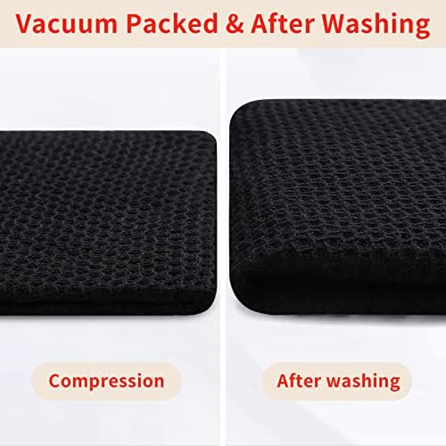 Homaxy 100% Cotton Waffle Weave Kitchen Dish Cloths, Ultra Soft Absorbent Quick Drying Dish Towels, 12 x 12 Inches, 6-Pack, Black