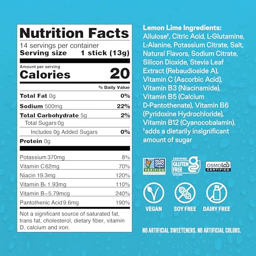 Liquid I.V. Sugar-Free Hydration Multiplier - Lemon Lime – Hydration Powder Packets | Electrolyte Drink Mix | Easy Open Single-Serving Stick | Non-GMO | 14 Sticks