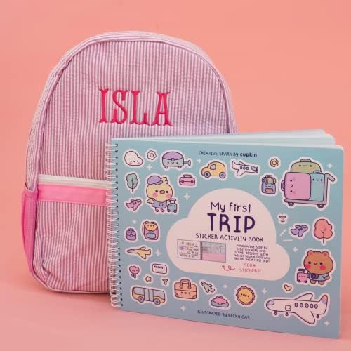 CUPKIN My First Trip Sticker + Coloring Book (500+ Stickers & 12 Scenes) Side by Side Activity Book Design, Fun Toddler Travel Essential Sticker Books for Kids 2-4, Great for Older Boys & Girls