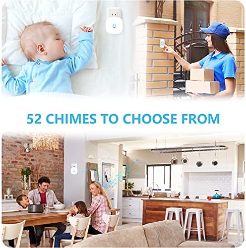 SECRUI Wireless Doorbell, Easy installation, Waterproof, Adjustable Volume, 58 Chimes, Colorful LED, 1000Ft Range, M520+F55, White