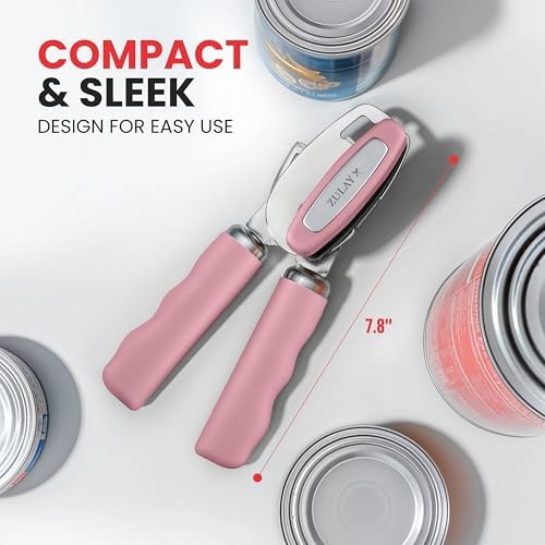 Zulay Kitchen Heavy Duty Stainless Steel Can Opener Manual with Bottle Opener - Rust Proof Manual Can Opener With Turn Knob & Soft Grip Handles