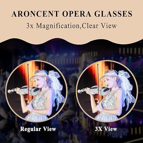 Aroncent Opera Glasses Binoculars 3X25 Theater Glasses Mini Binocular Compact with Handle for Adults Kids Women in Opera Musical Concert