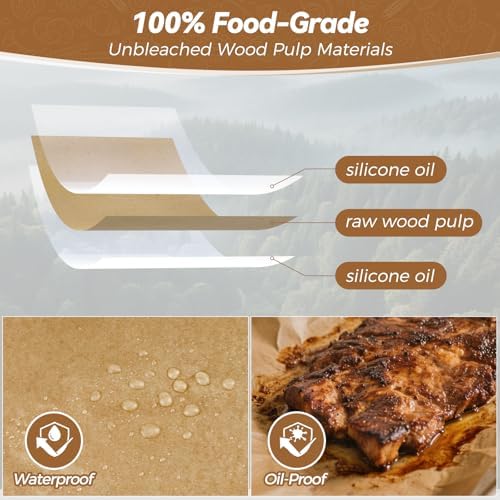 360 Count 12"x 16" Heavy Duty Parchment Paper Sheets for Baking, No-Stick & No-Leak Unbleached Baking Paper, Pre-cut Half Parchment Paper Sheets for Oven, Air Fryer, Microwave