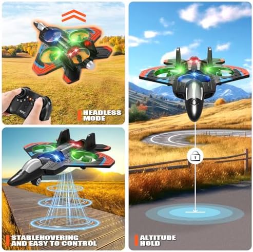 4DRC V32 Foam Remote Control Airplanes RC Planes for Kids Adults 8-16, RC Airplane Helicopter Drone Fighter Jet with Light, 360° Flip, Stunt Roll, Airplane Toy Gifts for Kids Boys Adults Beginners