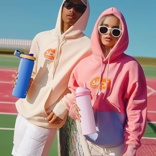 24 oz Insulated Water Bottle for Sports: Meoky Stainless Steel Water Bottle with 2-in-1 Straw and Spout Lid - Leak Proof, Cold for 24 Hours, Fits in Car Cup Holder, BPA-Free for Travel Gym, Night