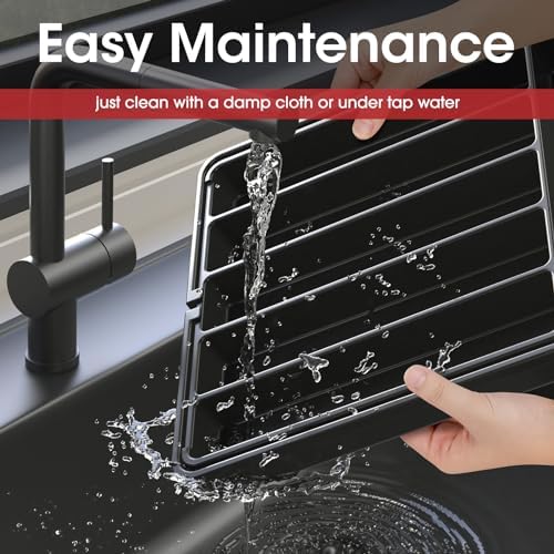 Aujen Silverware Organizer - Expandable Kitchen Drawer Organizer, Adjustable Utensil Organizer, Cutlery Tray for Forks, Knives, Multipurpose Kitchen Organizers and Storage Solution, Black, Large