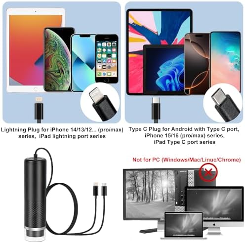 Digital USB Microscope Camera for iPhone iPad Android Phone Tablet, 50 to 1000X Mobile Coin Adult Student Kid Scope Jewelers Loupe 1920x1440P Recording with Metal Stable Stand - Not for PC
