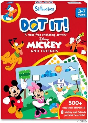 Skillmatics Dot It Sticker Art - Disney Mickey & Friends, Mess-Free Fun for Kids, 500+ Stickers, Craft Kits, DIY Scrapbooking Activity, Travel Toys, Gifts for Boys & Girls Ages 3, 4, 5, 6, 7