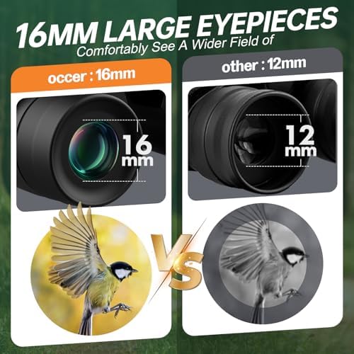 15x30 Compact Binoculars for Adults and Kids - Occer Large View High Powered Binoculars for Bird Watching - Lightweight Easy Focus Binocular with Low Light Vision for Outdoor Hunting Travel - Black
