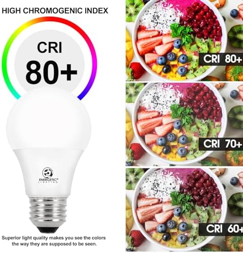 Energetic 24 Pack LED Light Bulbs 60 Watt Equivalent, A19 Warm White 3000K, E26 Base, Non-Dimmable, 8W 760lm, ETL Listed