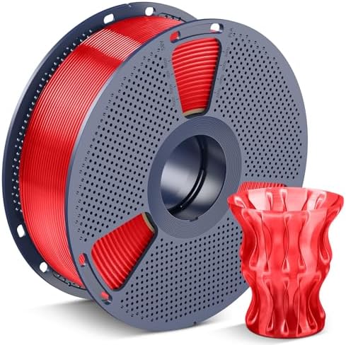 SUNLU 3D Printer Filament, Neatly Wound PLA Filament 1.75 mm, Dimensional Accuracy +/- 0.02mm, Fit Most FDM 3D Printers, 1kg Spool (2.2lbs), 330 Meters, Transparent 3D Printing Filament, Clear Red