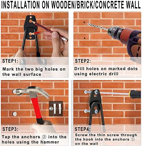 Steel Garage Storage Hooks - 16 Pack Anti-Slip Coating, Heavy Duty Wall Mount Hooks for Hanging Bike, Ladder, Garden Tools