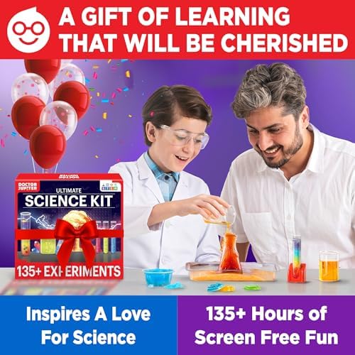 Doctor Jupiter Ultimate Science Kit, Chemistry Set for Kids Ages 8-10-12-14 | Birthday Gift Ideas for Boys & Girls 8,9,10+ Years Old| STEM Toy with 135+ Experiments| Learning & Educational Projects