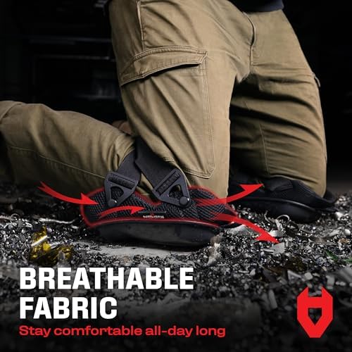 NoCry Professional Construction Knee Pads for Men and Women with Non-Slip Heavy Duty Cap and Ankle Support — Thick Foam and Gel Cushioning — Reinforced, Adjustable Straps and Military-grade Rivets