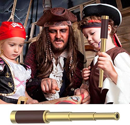 Pirate 25x30 High Powered Zoomable Collapsible Monocular Brass Spyglass Handheld Waterproof Telescope for Bird Watching Hunting Hiking Travelling