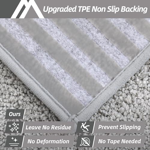 COSY HOMEER Edging Stair Treads Non-Slip Carpet Mat 28inX9in Indoor Stair Runners for Wooden Steps, Edging Stair Rugs for Kids and Dogs, 100% Polyester TPE Backing (15pc, Grey)