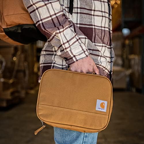 Carhartt Insulated Lunch Cooler For Men and Women, Fully Insulated Lunch Pale for Work, Outdoor, and Everyday Use, 4 Can (Carhartt Brown)