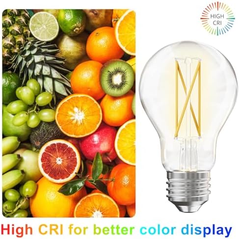 TJOY 12 Pack A19 Vintage LED Edison Bulbs, Dimmable, 60W Equivalent, High Brightness 2700K Warm White, 7W E26 Standard Base, 800 Lumens, CRI80+, Clear Glass Filament Bulb for Home, Farmhouse