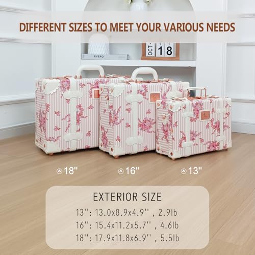 Unitravel Baby Keepsake Case, 13" Handmade Memory Storage Box, Newborn Keepsake Box, Vintage Suitcase for Baby Shower, Baptism, Naming Ceremony or Birthday (floral)