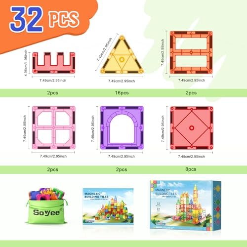 Magnetic Tiles Toddler Toys Magnetic Building Blocks for Kids Ages 3-12 STEM Educational Toys for Girls & Boys Sensory Play for Preschool Learning Classroom Must Have Decor