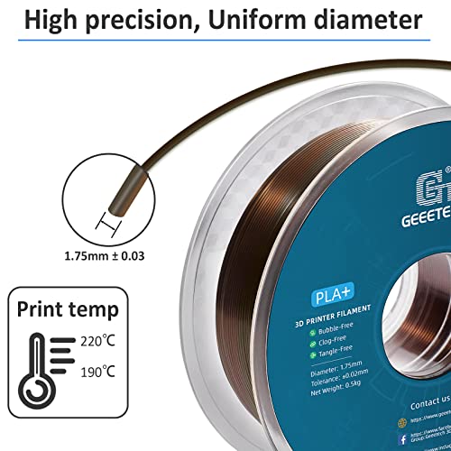 Geeetech Metal-Like Shiny Silk Bronze Rainbow 3D Printer PLA Filament,Shine Silky Metallic Printing Consumable 1.75mm,Dimensional Accuracy +/- 0.02 mm,1kg Spool (2.2lbs),Fit Most FDM Printer