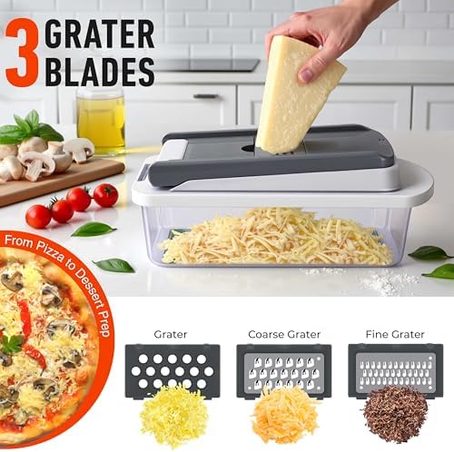 Mueller Pro-Series 10-in-1, 8 Blade Vegetable Chopper, Mandoline Slicer, Food Chopper with Container, Fruit Slicer, Kitchen Gadgets & Accessories, Home Essentials
