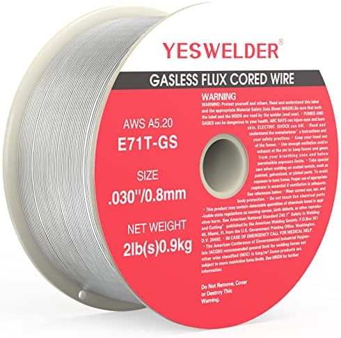 YESWELDER Flux Core Gasless MIG Wire, E71T-GS Mild Carbon Steel .030-Inch Diameter 2-Pound, Strong ABS Plastic Spool Welding Wire