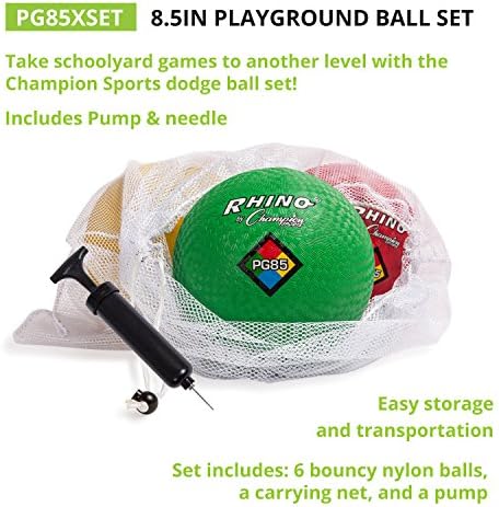 Champion Sports Playground Balls – Single Balls & Sets, Multiple Colors, Durable Nylon-Wound Construction for Kickball & Indoor/Outdoor Play
